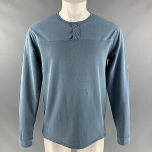 NONNATIVE Size M Light Blue Waffle Knit Polyester Henley Pullover
